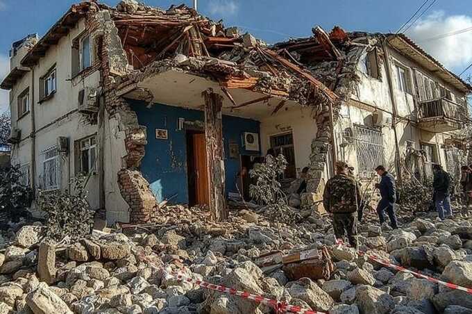 Сильное землетрясение в Турции разрушило весь район